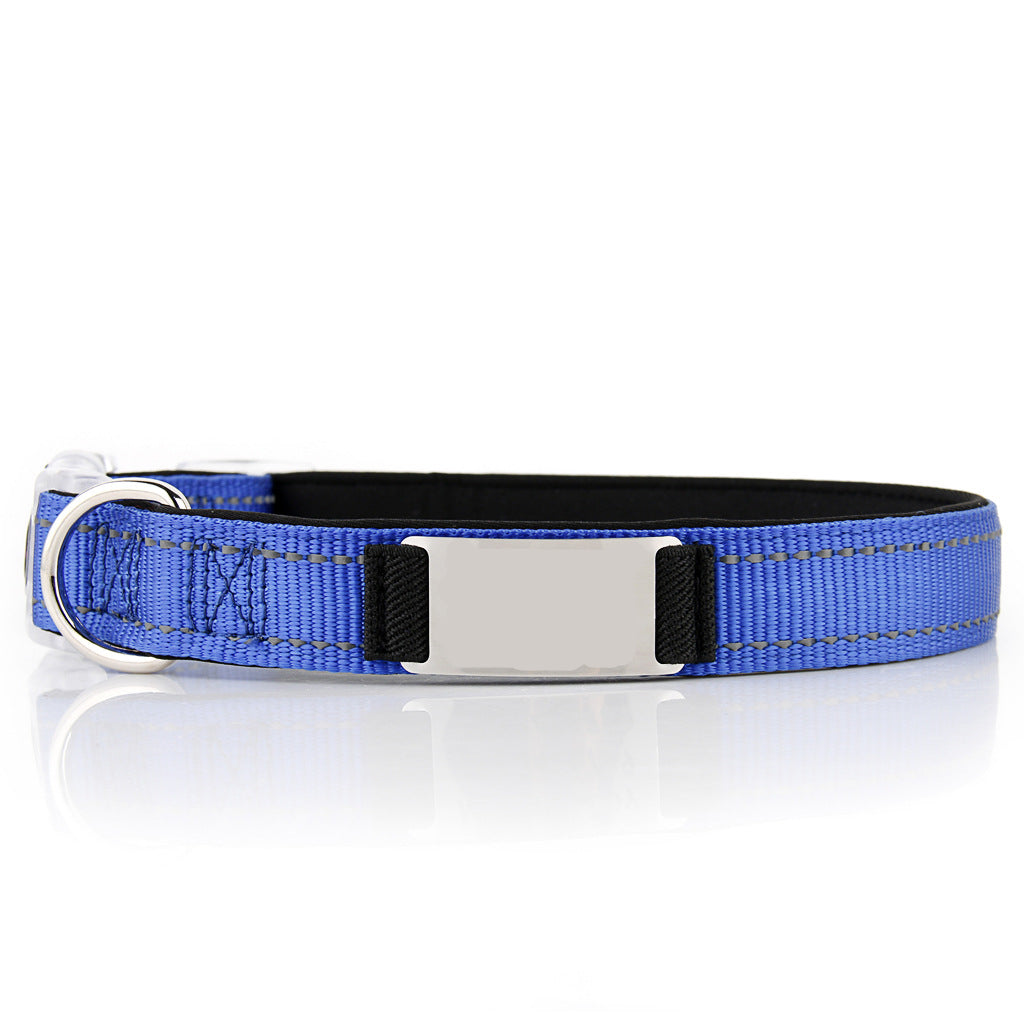 Reflective Stainless Steel Dog Collar, Customizable