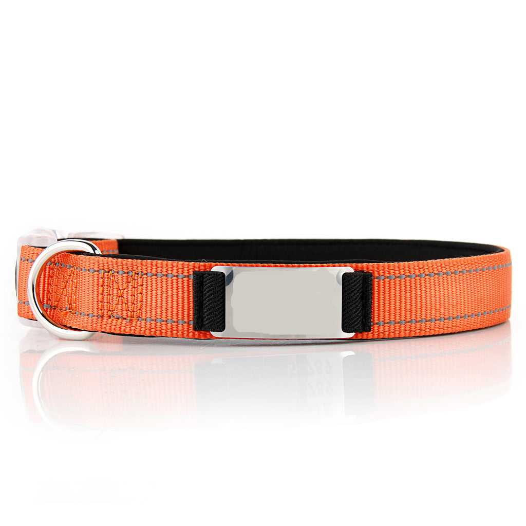 Reflective Stainless Steel Dog Collar, Customizable