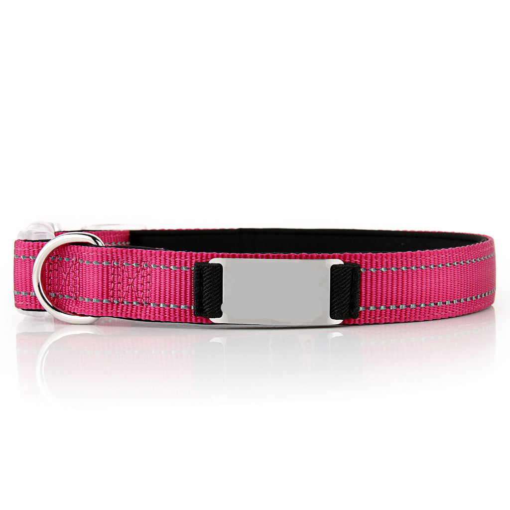 Reflective Stainless Steel Dog Collar, Customizable