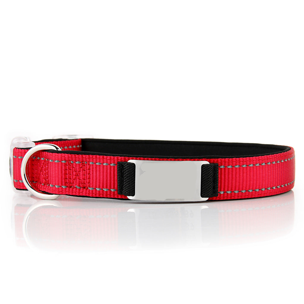 Reflective Stainless Steel Dog Collar, Customizable
