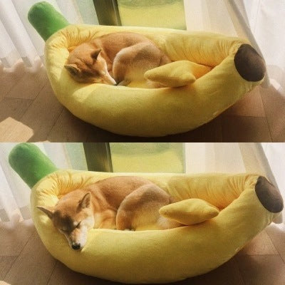 Washable Pet Bed with Zipper for Small Dogs - Banana Shape