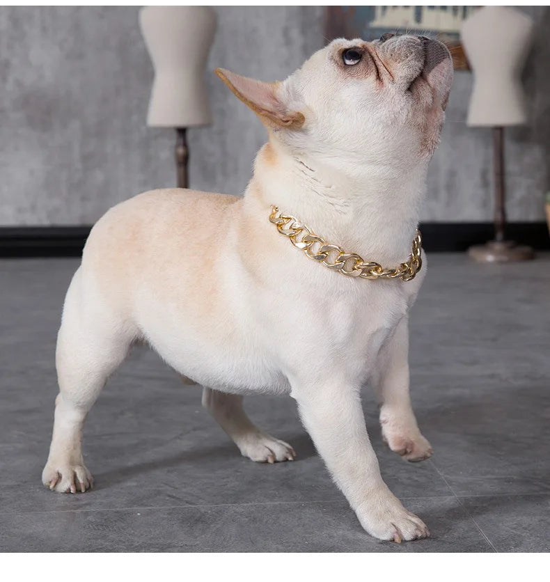 Dog Chain Collar for Small Medium Dogs Pitbull Beagle Bulldog Necklace Silvery/Golden Plated Fashion Pet Jewelry Accessories