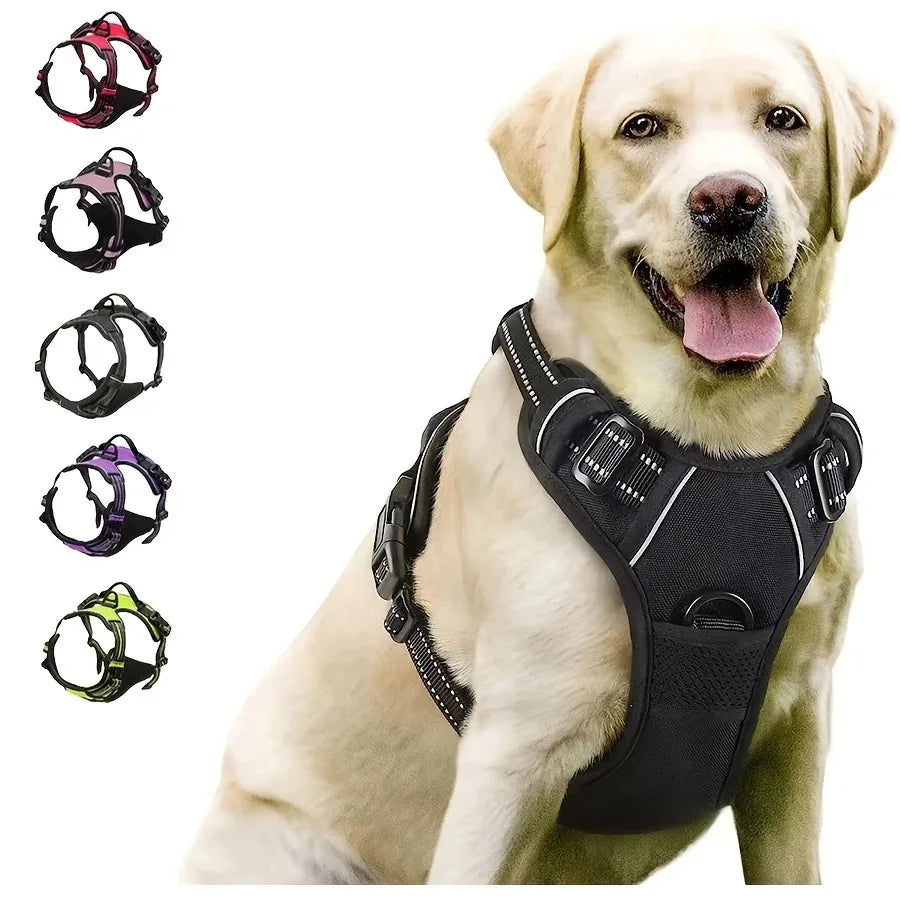 Dog Harness Vest & Leash Set — No-Pull Adjustable Leather-Look for Small & Medium Dogs