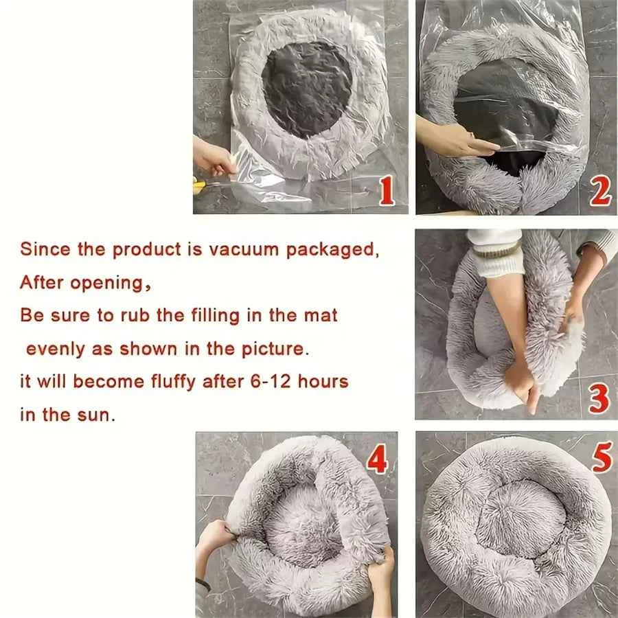 Plush Donut Bed for Cats & Small Dogs