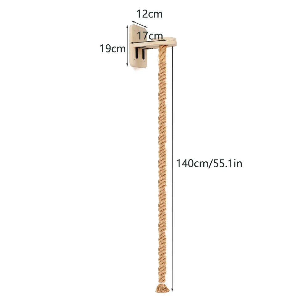 Wall Mounted Cat Climbing Wood Shelves Cat Hammock with Jumping Platform or Scratching Post for Cat Playing and Sleeping