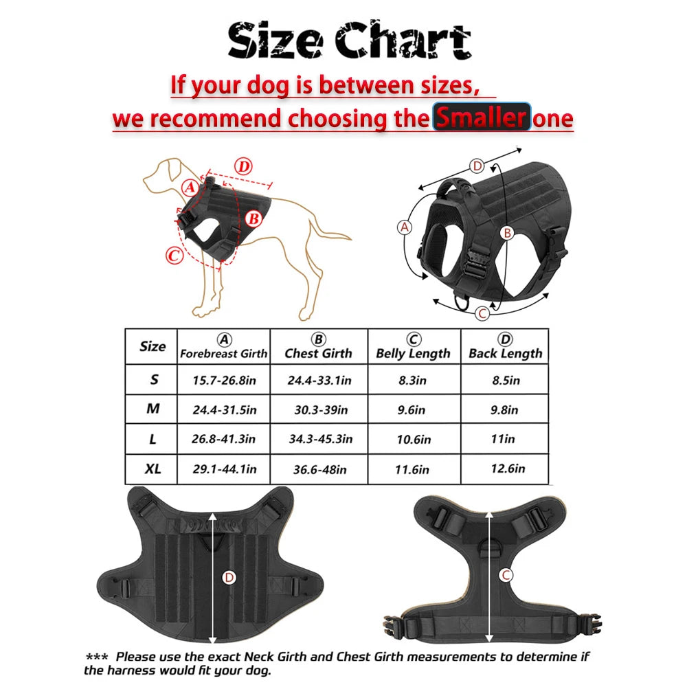 Tactical Dog Harness Set with Collar, Leash & MOLLE Pouches