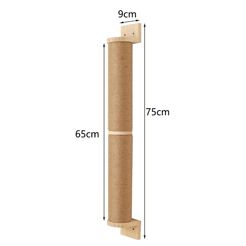 Wall Mounted Cat Climbing Wood Shelves Cat Hammock with Jumping Platform or Scratching Post for Cat Playing and Sleeping