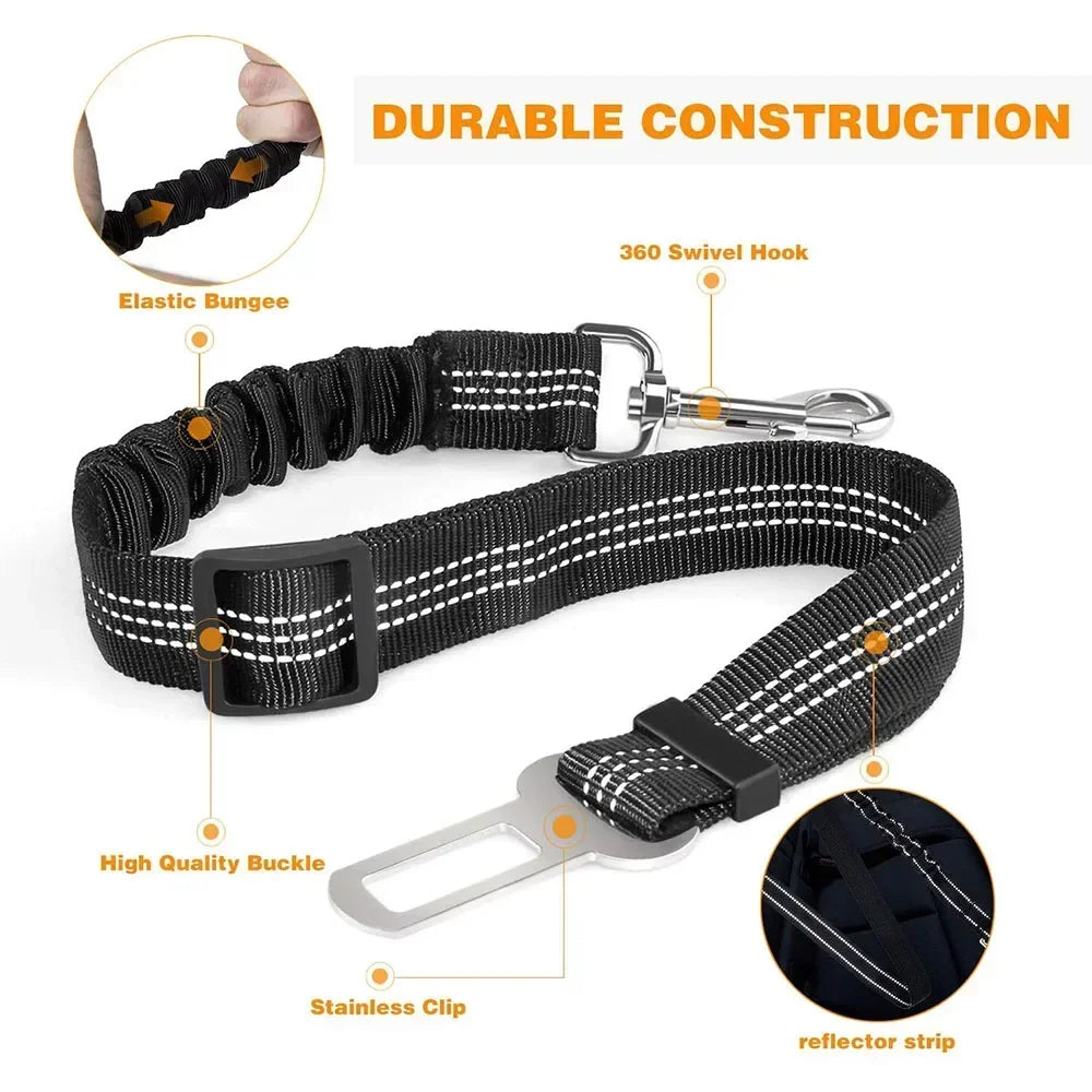 Reflective Safety Car Leash for Dogs — Retractable & Shock-Absorbing