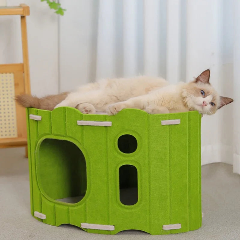 BOOTEELY Multi-layer Cat House for Indoor Cats Pet Climbing Frame Integrated Cat Tree Double-layer Scratching Board
