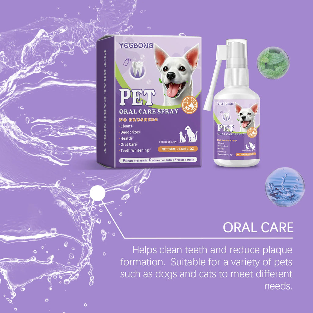 Pet Oral Cleaning Spray 50ml Dogs Cats Teeth Clean Deodorant Prevent Calculus Remove Kitten Bad Breath Mouth Fresh Pet Supplies