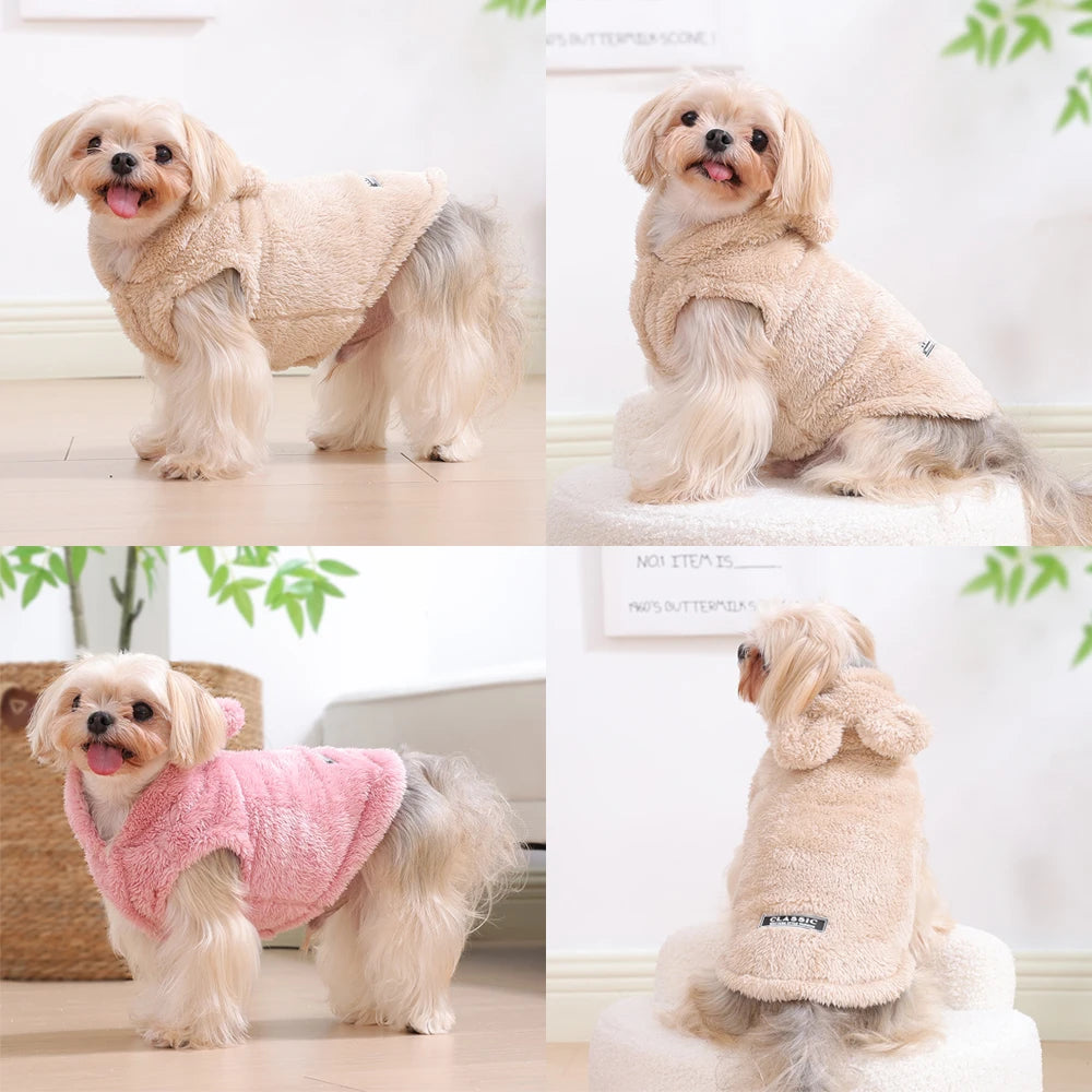 Winter Pet Puppy Hoodie Sweater For Small Medium Dogs Cats Warm Fleece Dog Clothes Coat Yorkshire Chihuahua Jacket Pug Costume