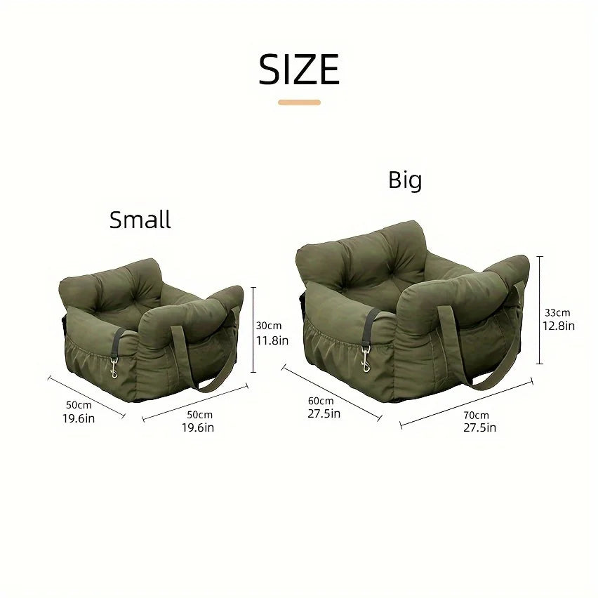 Washable Dog Car Seat Bed with Securing Straps