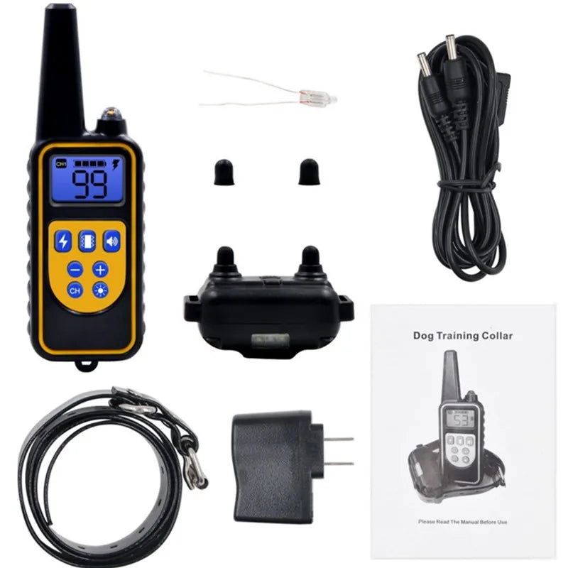 800m Electric Dog Training Collar Waterproof Pet Remote Control Rechargeable Training Dog Collar with Shock Vibration Sound