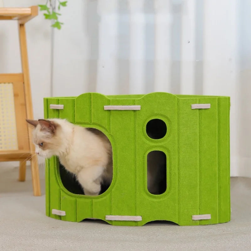 BOOTEELY Multi-layer Cat House for Indoor Cats Pet Climbing Frame Integrated Cat Tree Double-layer Scratching Board