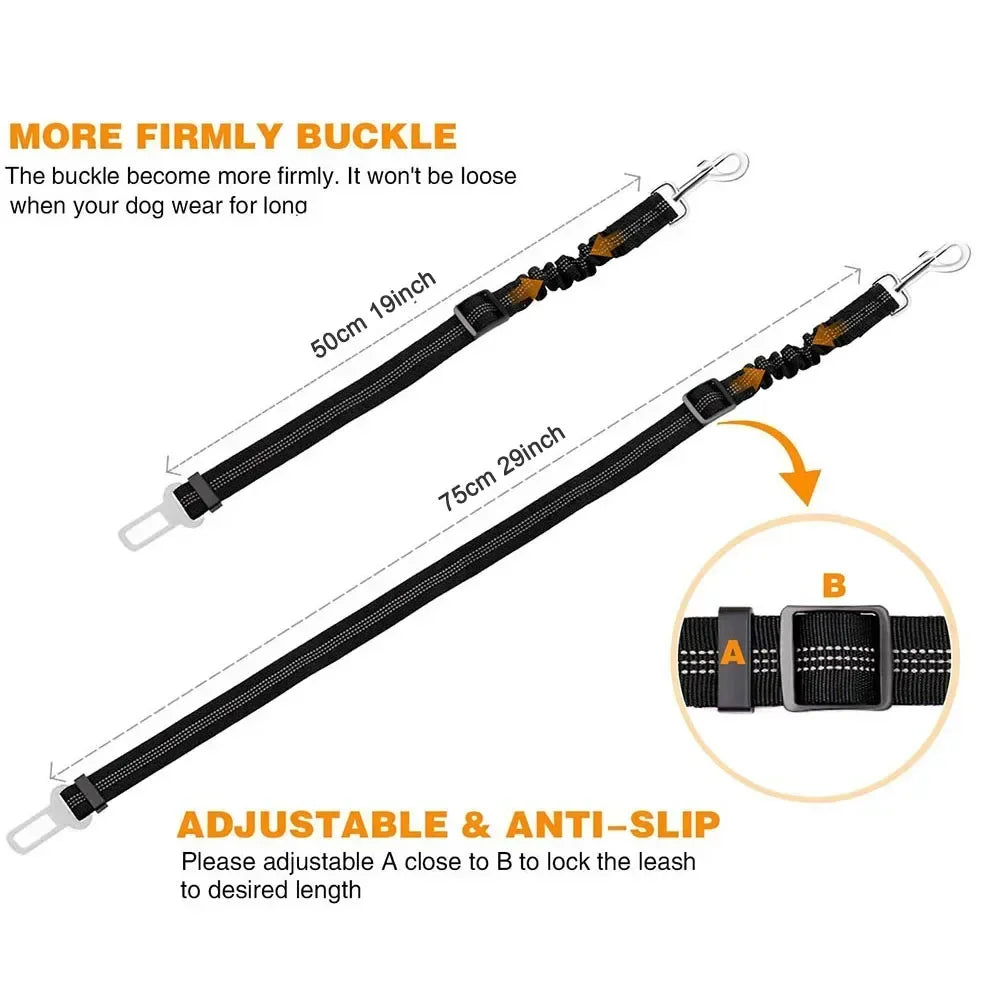 Reflective Safety Car Leash for Dogs — Retractable & Shock-Absorbing