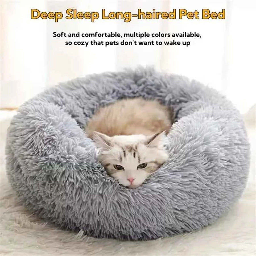 Plush Donut Bed for Cats & Small Dogs