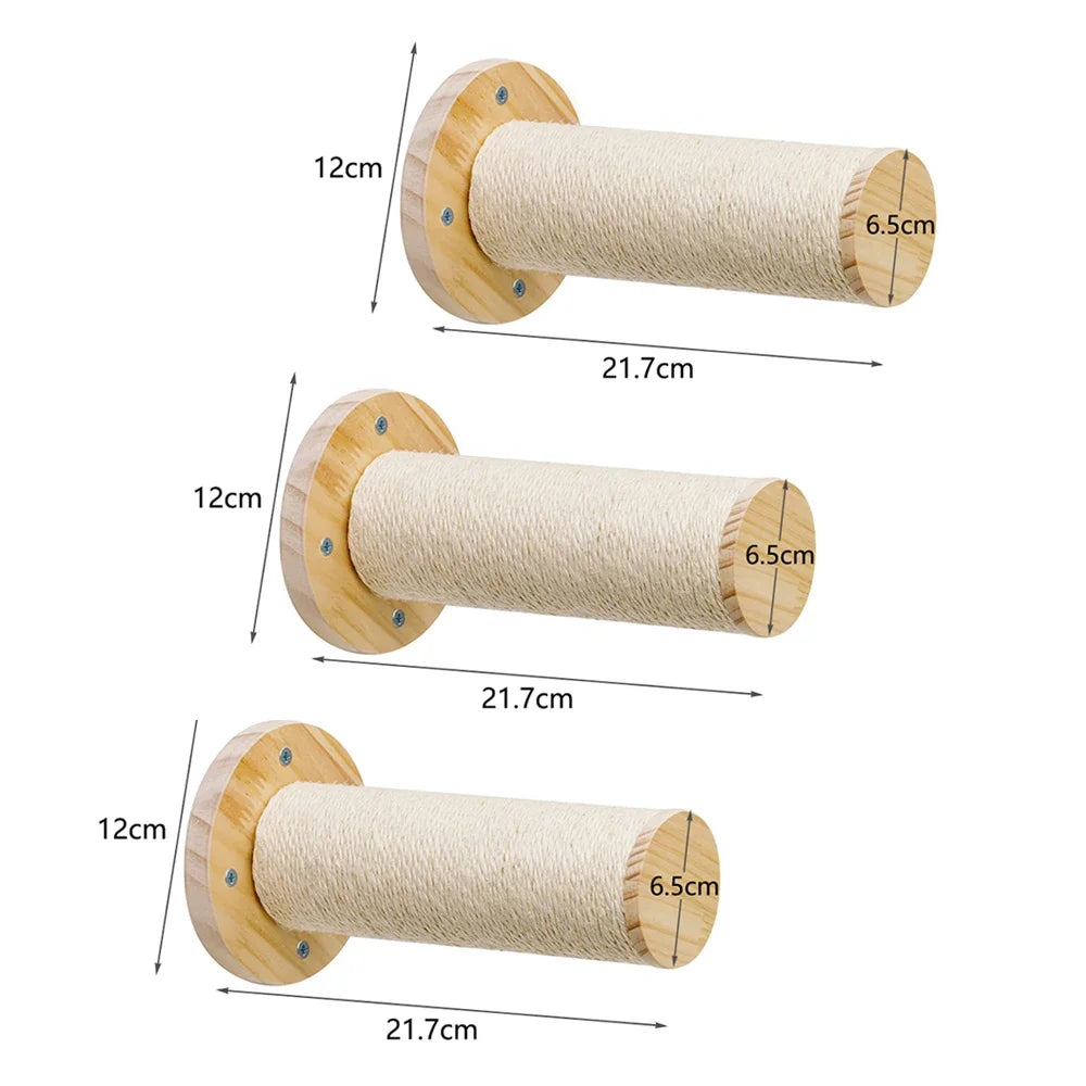 Wall Mounted Cat Climbing Wood Shelves Cat Hammock with Jumping Platform or Scratching Post for Cat Playing and Sleeping