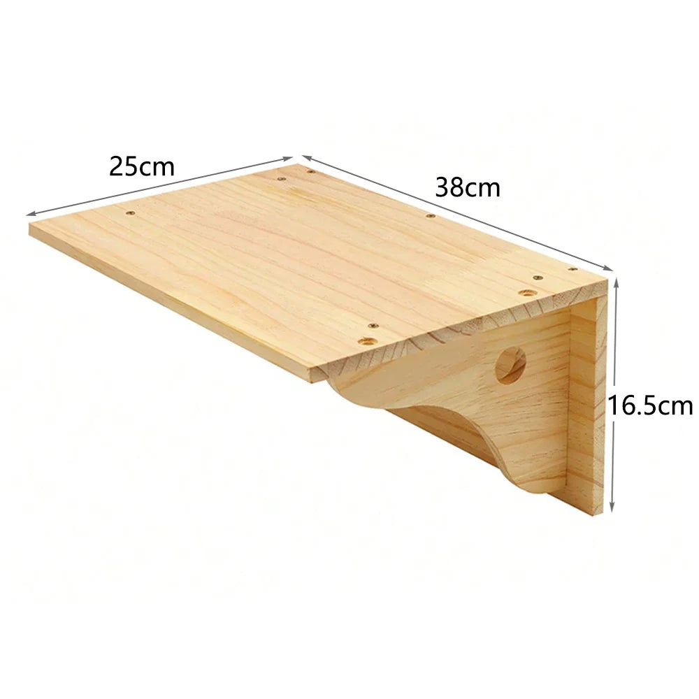 Wall Mounted Cat Climbing Wood Shelves Cat Hammock with Jumping Platform or Scratching Post for Cat Playing and Sleeping