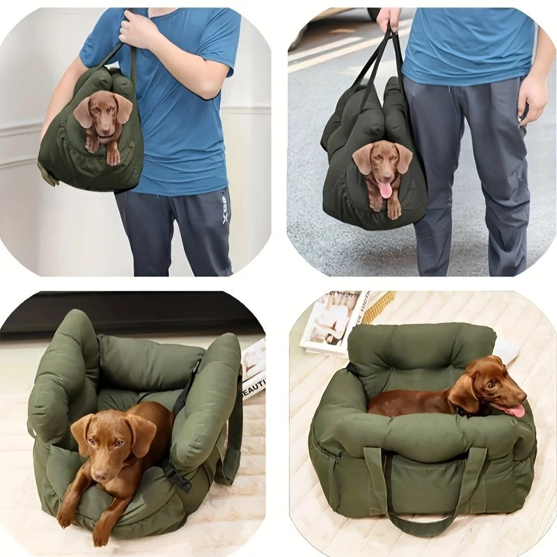 Washable Dog Car Seat Bed with Securing Straps