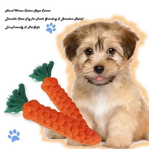 Carrot Cotton Rope Dog Chew Toy, 23 cm