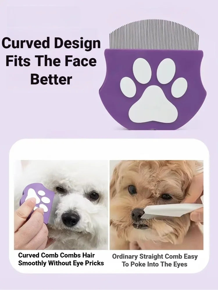 Flea Comb for Cats & Dogs‑Pet Grooming Comb Curved Design For Face & Body Mini Detangling Brush For Pets