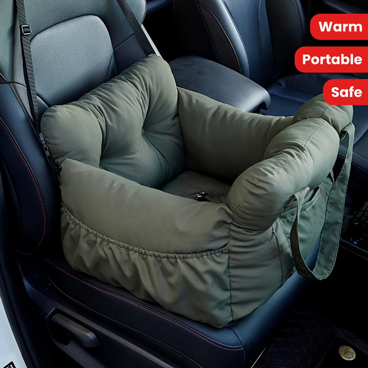 Washable Dog Car Seat Bed with Securing Straps