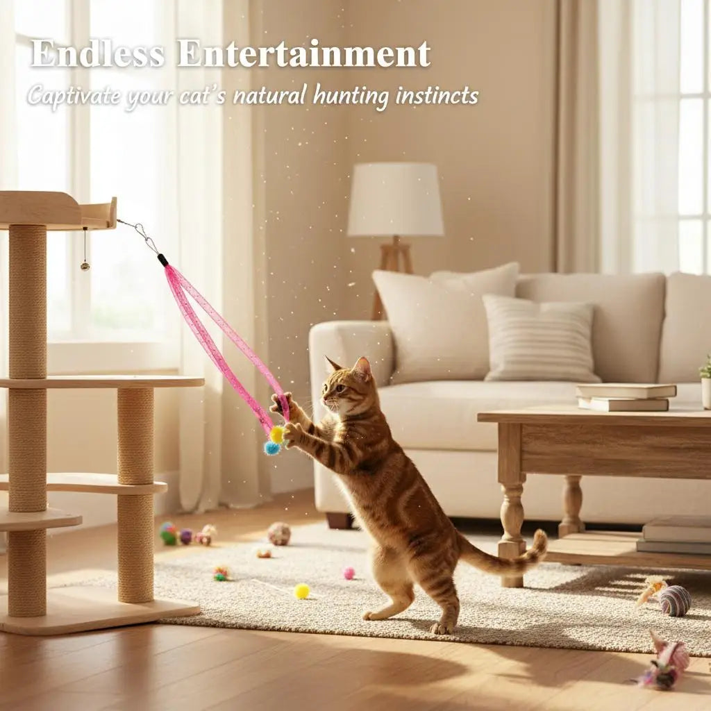 Cat Wand Refills with Bell & Pom-Pom – 2-Pack