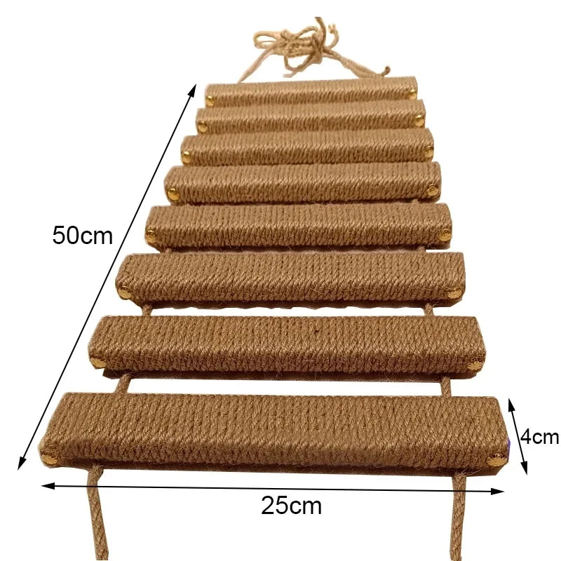 Wall Mounted Cat Climbing Wood Shelves Cat Hammock with Jumping Platform or Scratching Post for Cat Playing and Sleeping