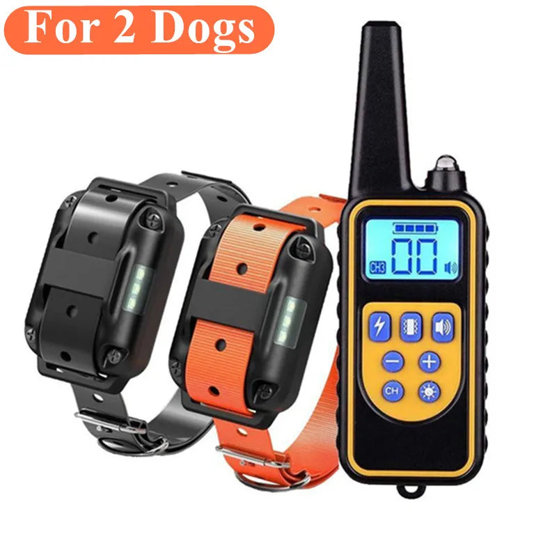 800m Electric Dog Training Collar Waterproof Pet Remote Control Rechargeable Training Dog Collar with Shock Vibration Sound