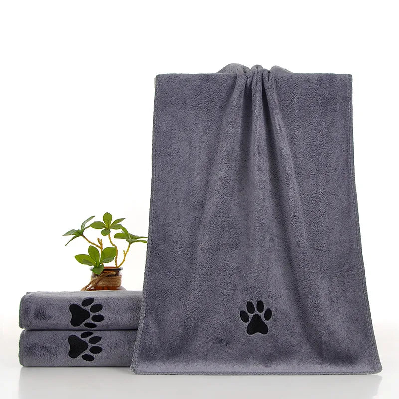 Quick-Dry Dog Towel, Non-Shedding Ultra-Fine Fiber Material, Cute Paw Print Design, Suitable for Puppies, Adult Dogs, Cats