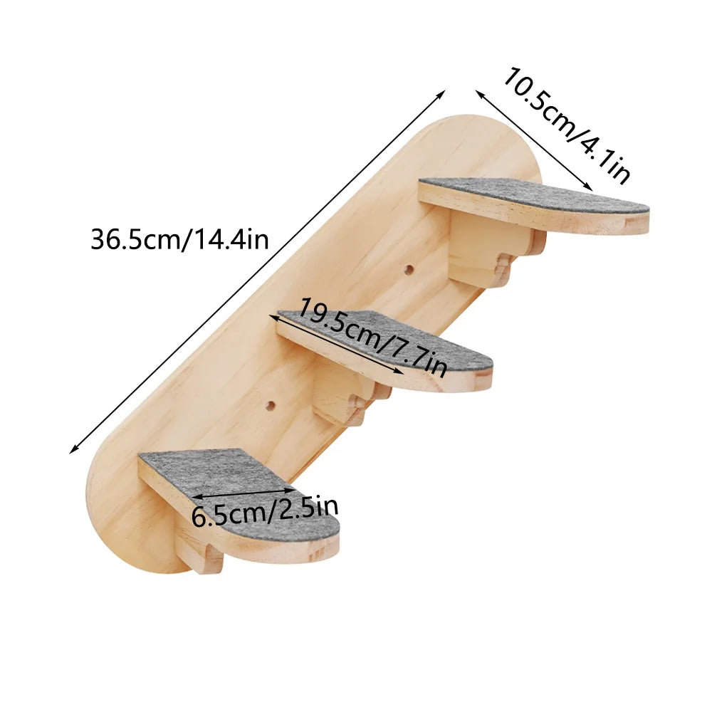 Wall Mounted Cat Climbing Wood Shelves Cat Hammock with Jumping Platform or Scratching Post for Cat Playing and Sleeping