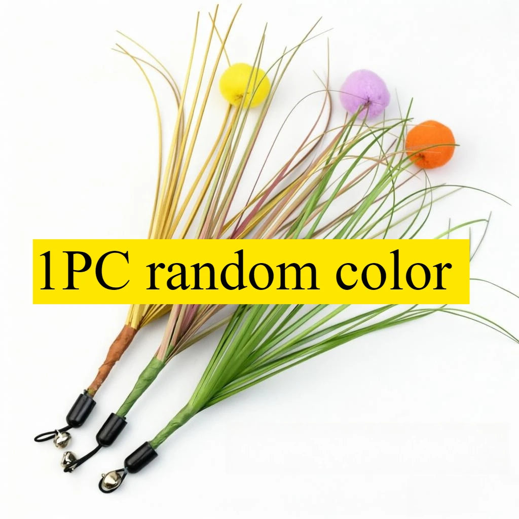 Grass-Style Cat Wand Refill with Pom-Pom & Bell