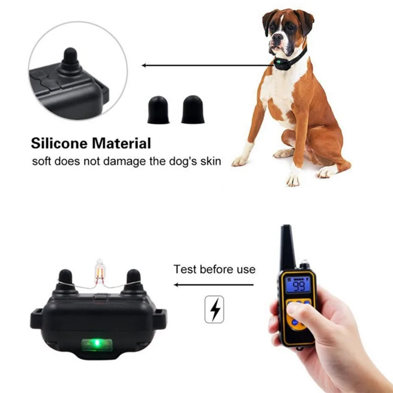 800m Electric Dog Training Collar Waterproof Pet Remote Control Rechargeable Training Dog Collar with Shock Vibration Sound