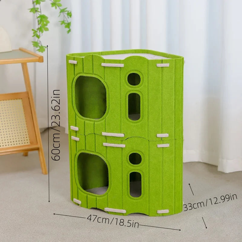 BOOTEELY Multi-layer Cat House for Indoor Cats Pet Climbing Frame Integrated Cat Tree Double-layer Scratching Board