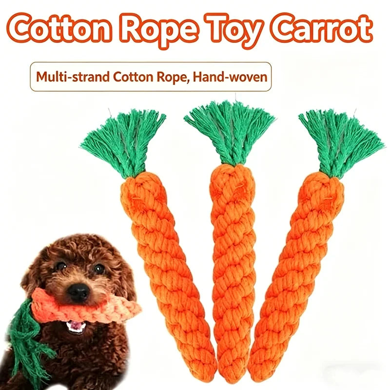 Carrot Cotton Rope Dog Chew Toy, 23 cm
