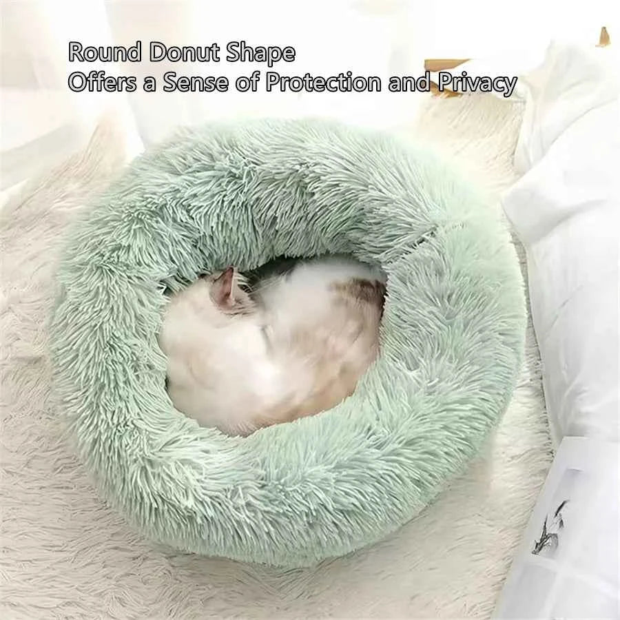 Plush Donut Bed for Cats & Small Dogs