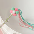 Beaded Cat Teaser Wand with Tassel, Pom-Pom & Bell