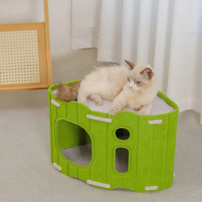 BOOTEELY Multi-layer Cat House for Indoor Cats Pet Climbing Frame Integrated Cat Tree Double-layer Scratching Board