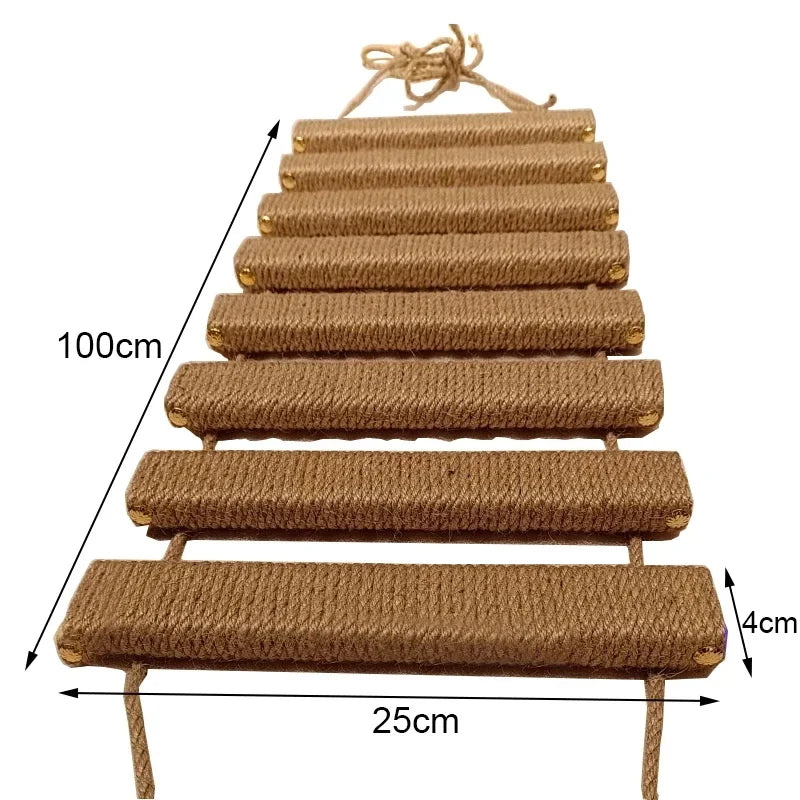 Wall Mounted Cat Climbing Wood Shelves Cat Hammock with Jumping Platform or Scratching Post for Cat Playing and Sleeping
