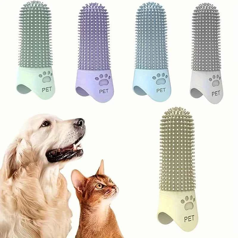 360° Silicone Finger Toothbrush for Dogs & Cats