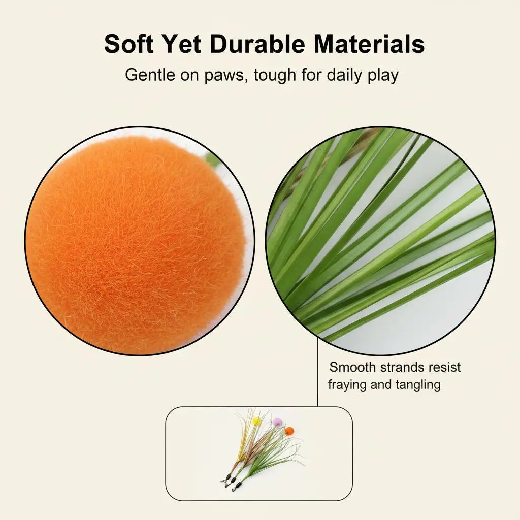 Grass-Style Cat Wand Refill with Pom-Pom & Bell