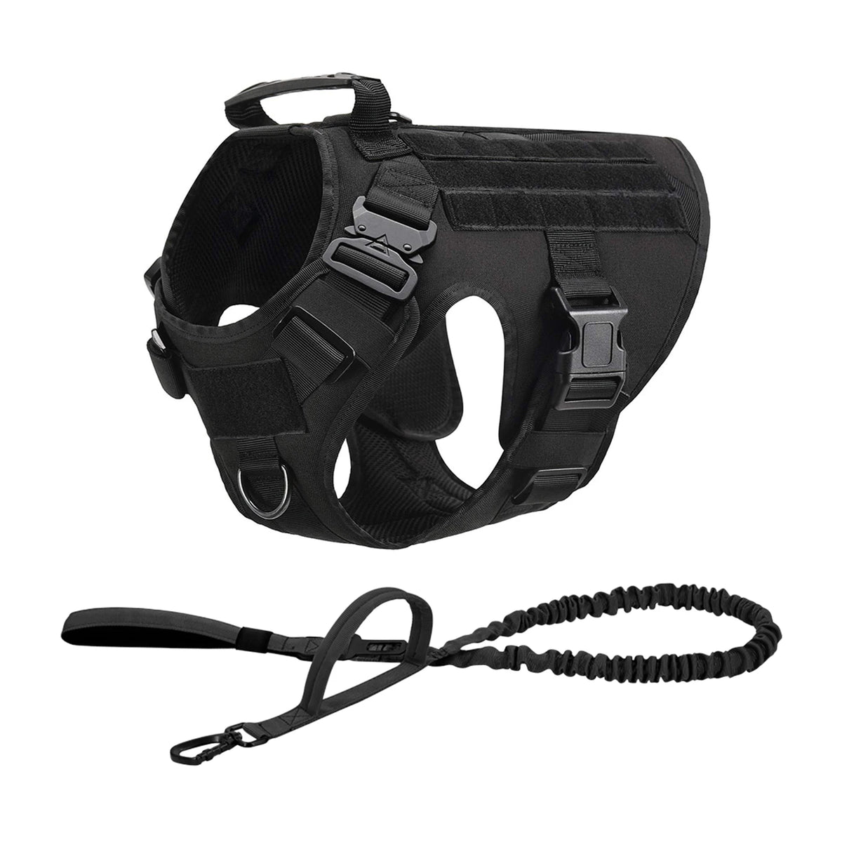 Tactical Dog Harness Set with Collar, Leash & MOLLE Pouches