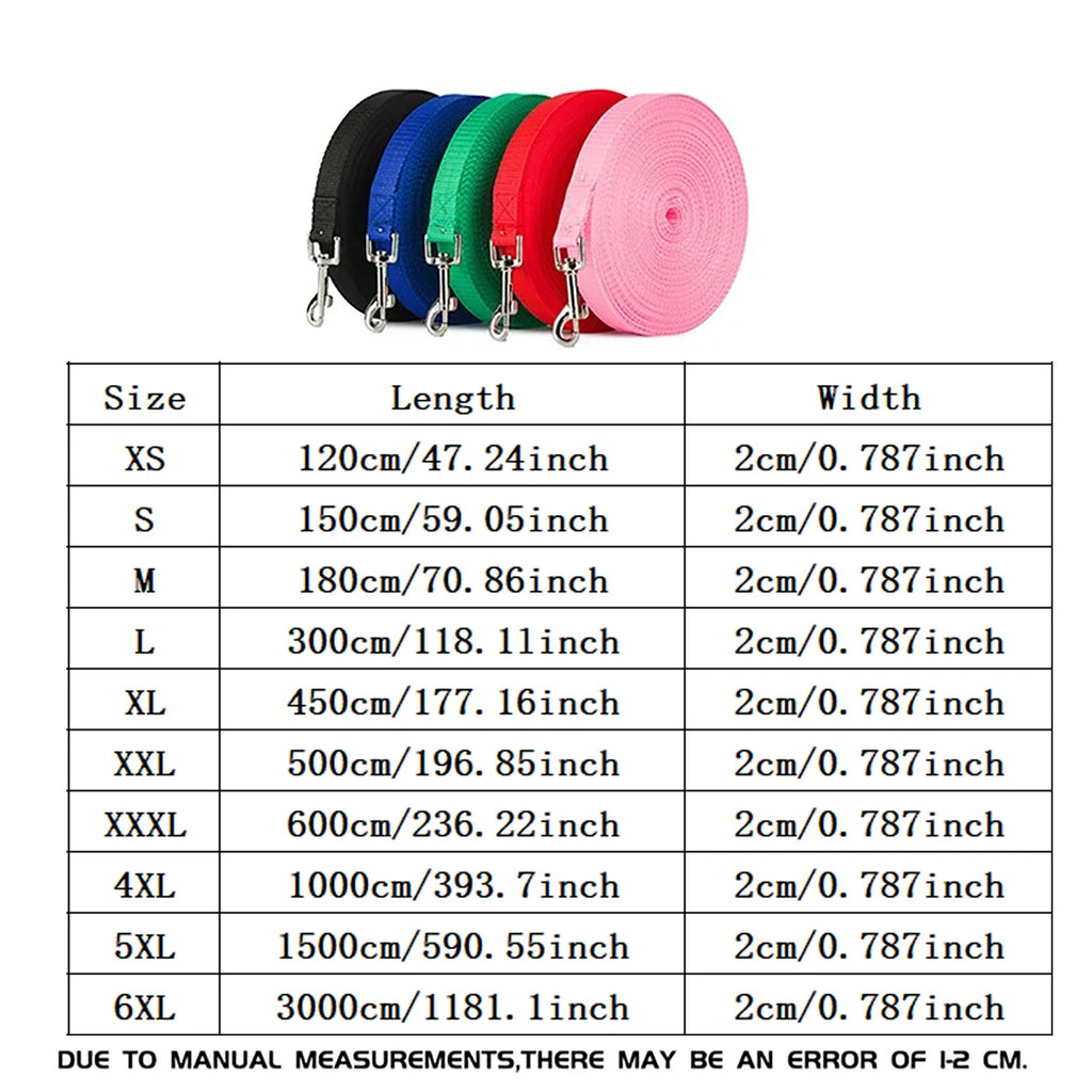 Nylon Long Dog Training Leash | 1.2m–50m