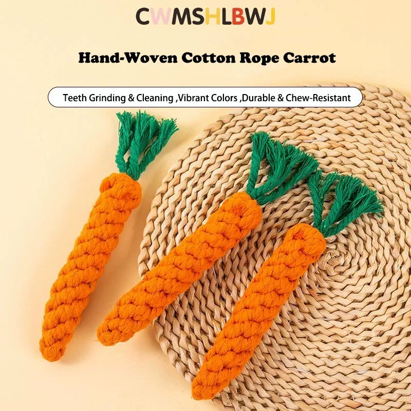 Carrot Cotton Rope Dog Chew Toy, 23 cm
