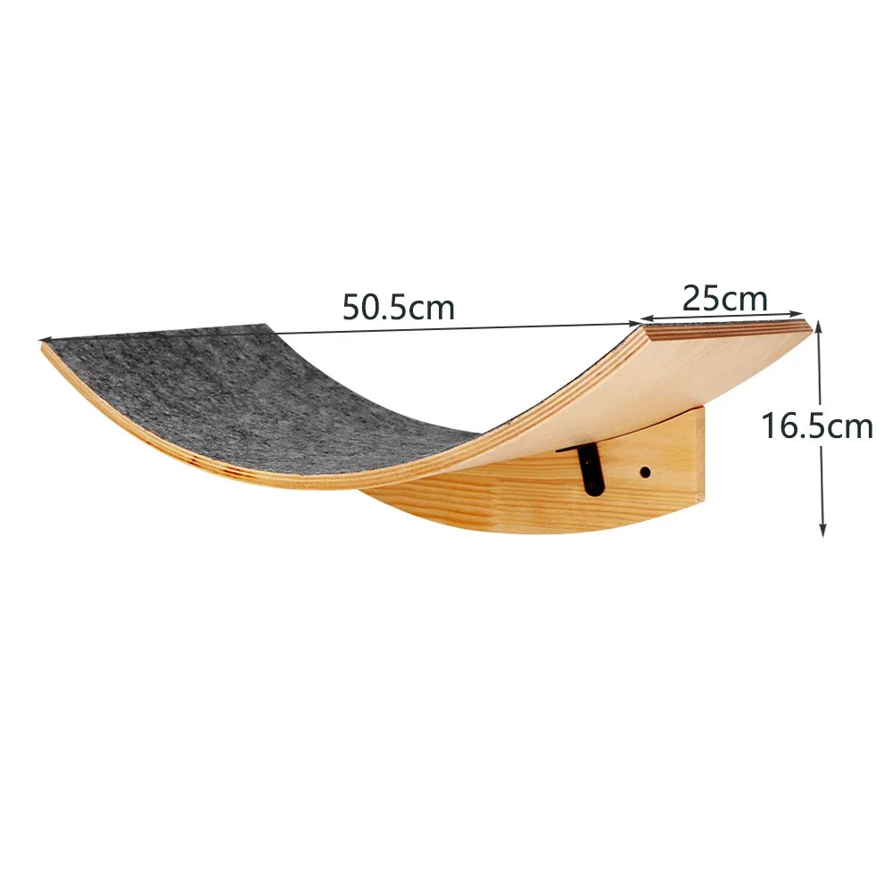 Wall Mounted Cat Climbing Wood Shelves Cat Hammock with Jumping Platform or Scratching Post for Cat Playing and Sleeping