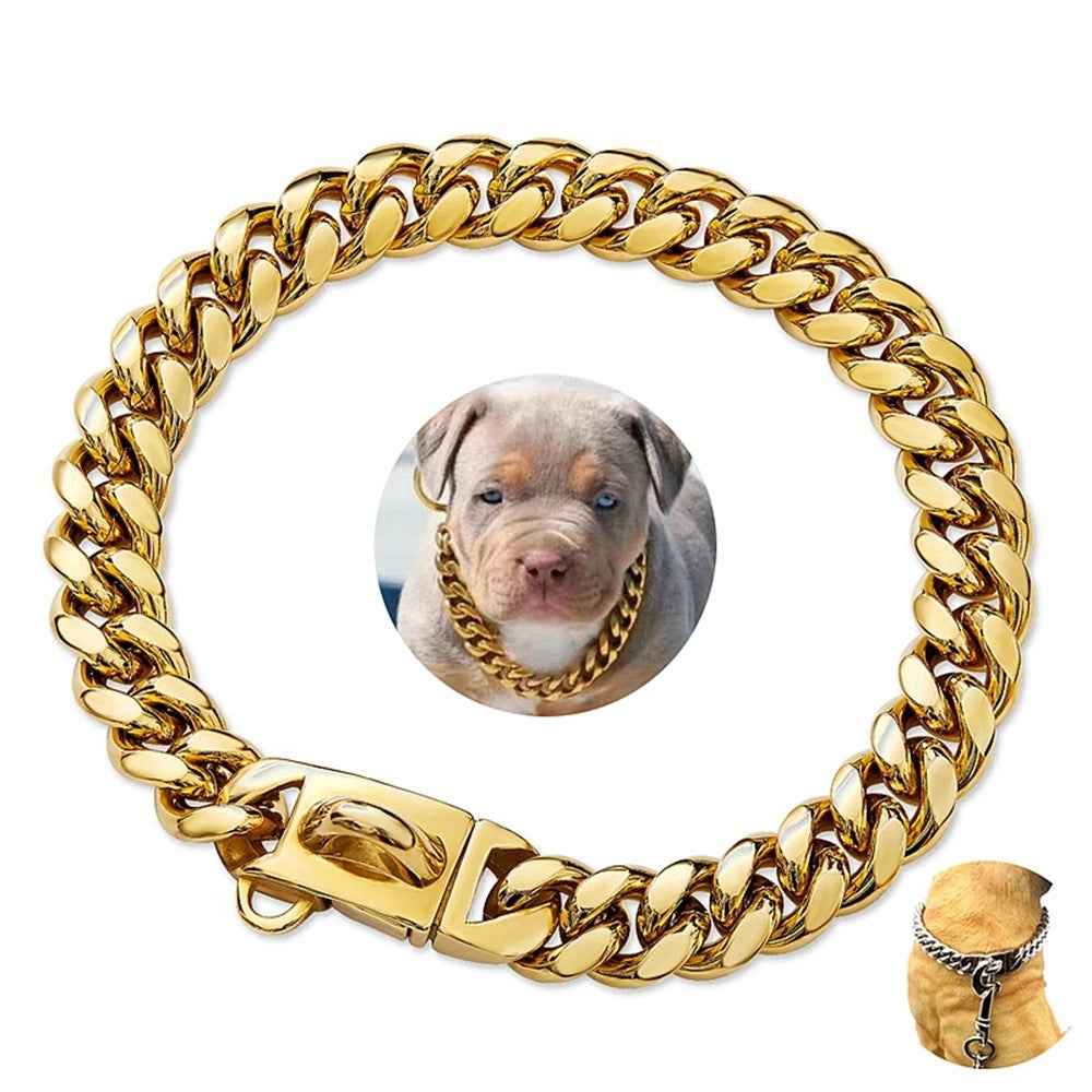 14mm Cuban Chain Dog Collar with Lock Buckle