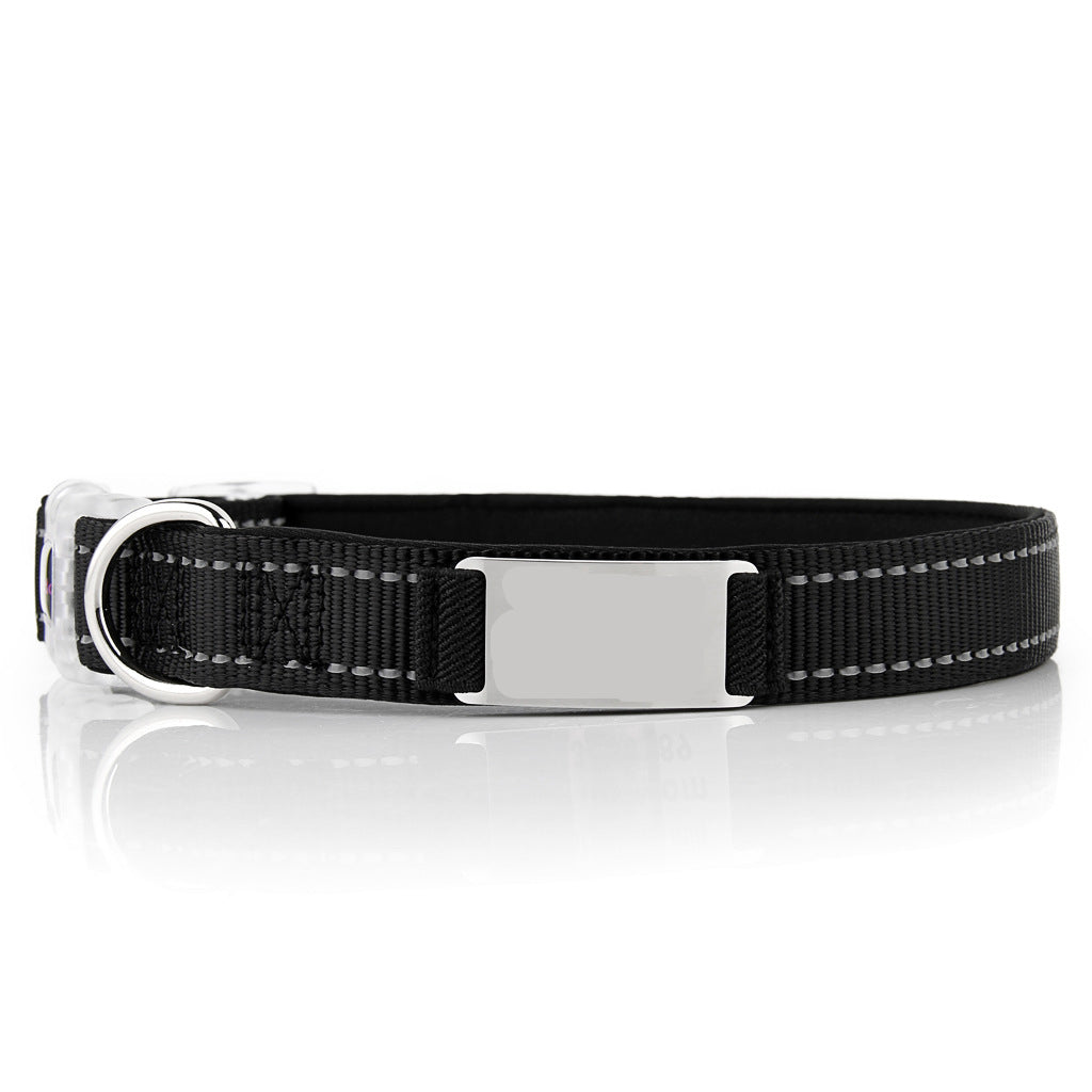 Reflective Stainless Steel Dog Collar, Customizable