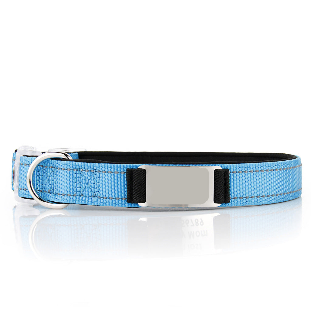 Reflective Stainless Steel Dog Collar, Customizable
