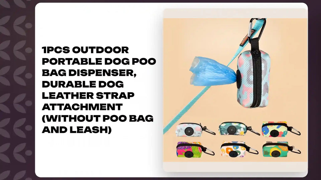 1pcs Outdoor Portable Dog Poo Bag Dispenser, Durable Dog Leather Strap Attachment (Without Poo Bag And Leash) by@Outfy