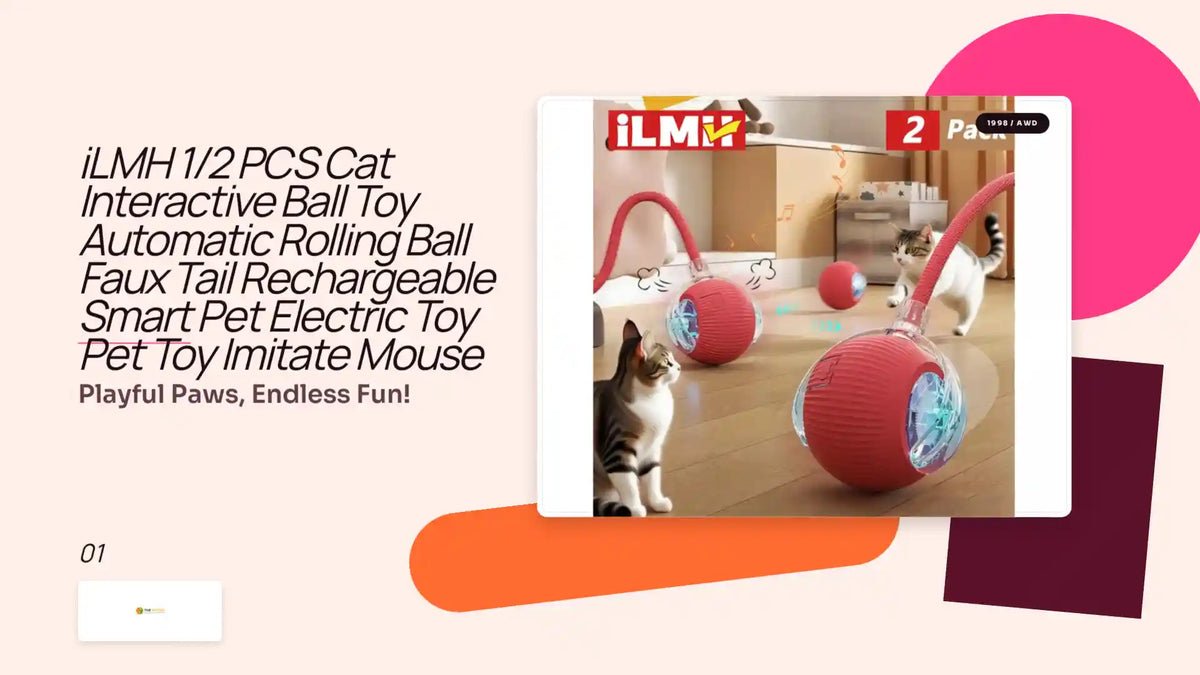 iLMH 1/2 PCS Cat Interactive Ball Toy Automatic Rolling Ball Faux Tail Rechargeable Smart Pet Electric Toy Pet Toy Imitate Mouse by@Outfy